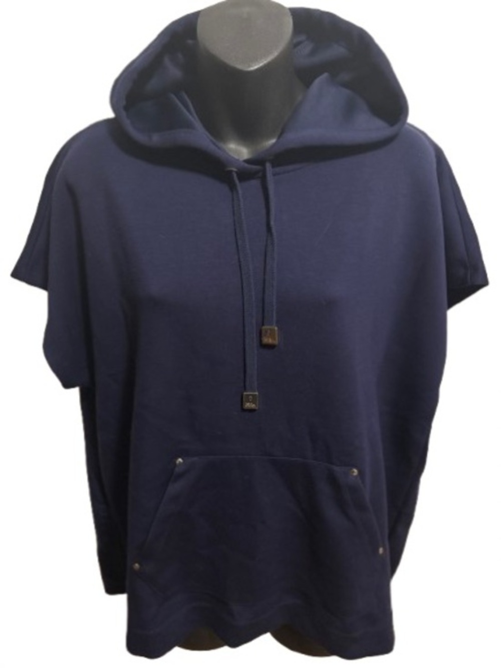 Elie Tahari Navy Short Sleeve Hooded Sweatshirt size XL